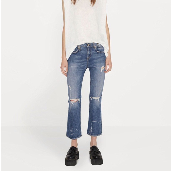 R13 Denim - NEW • R13 • Kick Ripped Cropped Bootcut Jeans